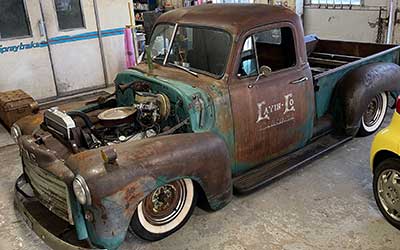 This old GMC pickup in for a few fixes and a nice couple of coats of gloss lacquer.