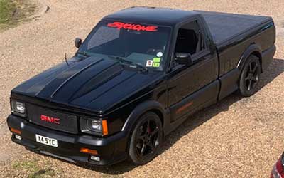 GMC Syclone completed with bonnet fitted.