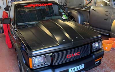 GMC Syclone Now also adding a 4inch cowl hood to the syclone painted in gloss black.